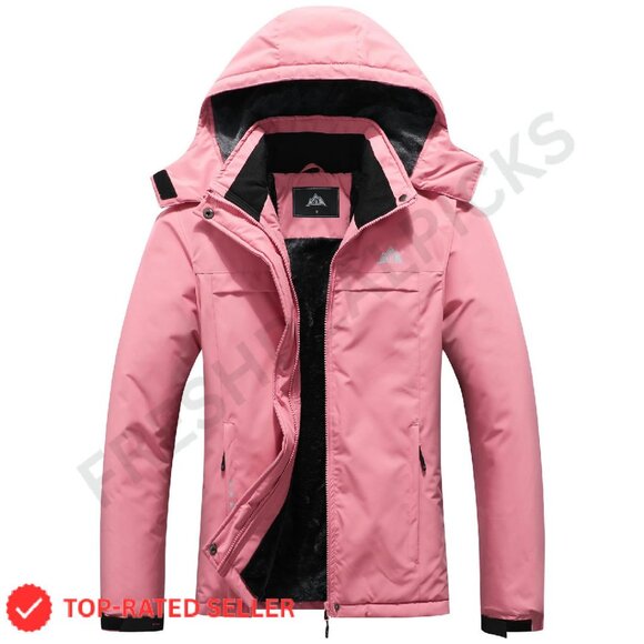 Women's Ski Jacket Waterproof Windproof Insulated Hooded Winter Coat Hiking